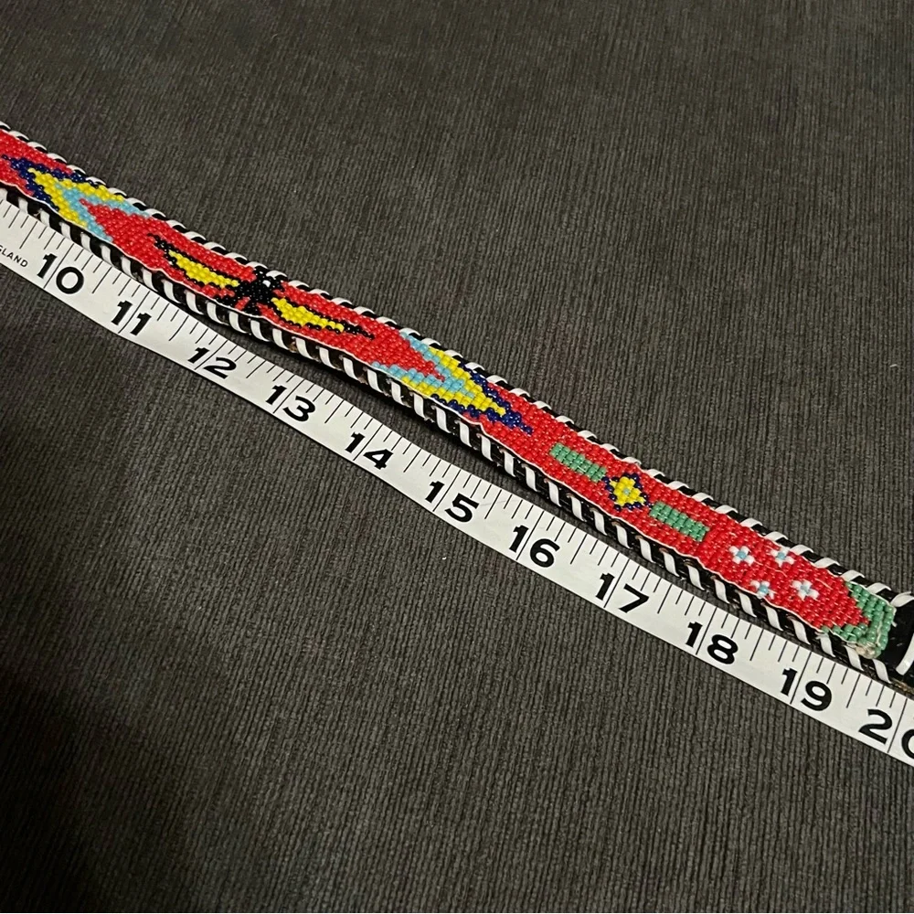 Vintage Seed Beaded Thunderbird Multicolor Native Southwest Belt / Hatband